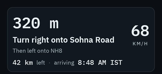 Turn right onto Sohna Road in 320 metres, then left onto NH8